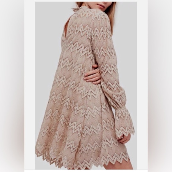 FREE PEOPLE SIMONE MINI DRESS In Neutral COMBO XS - Picture 4 of 14